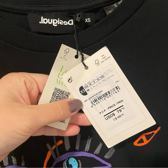 Desigual Arty Face Knit T-Shirt Black - Picture 3 of 4